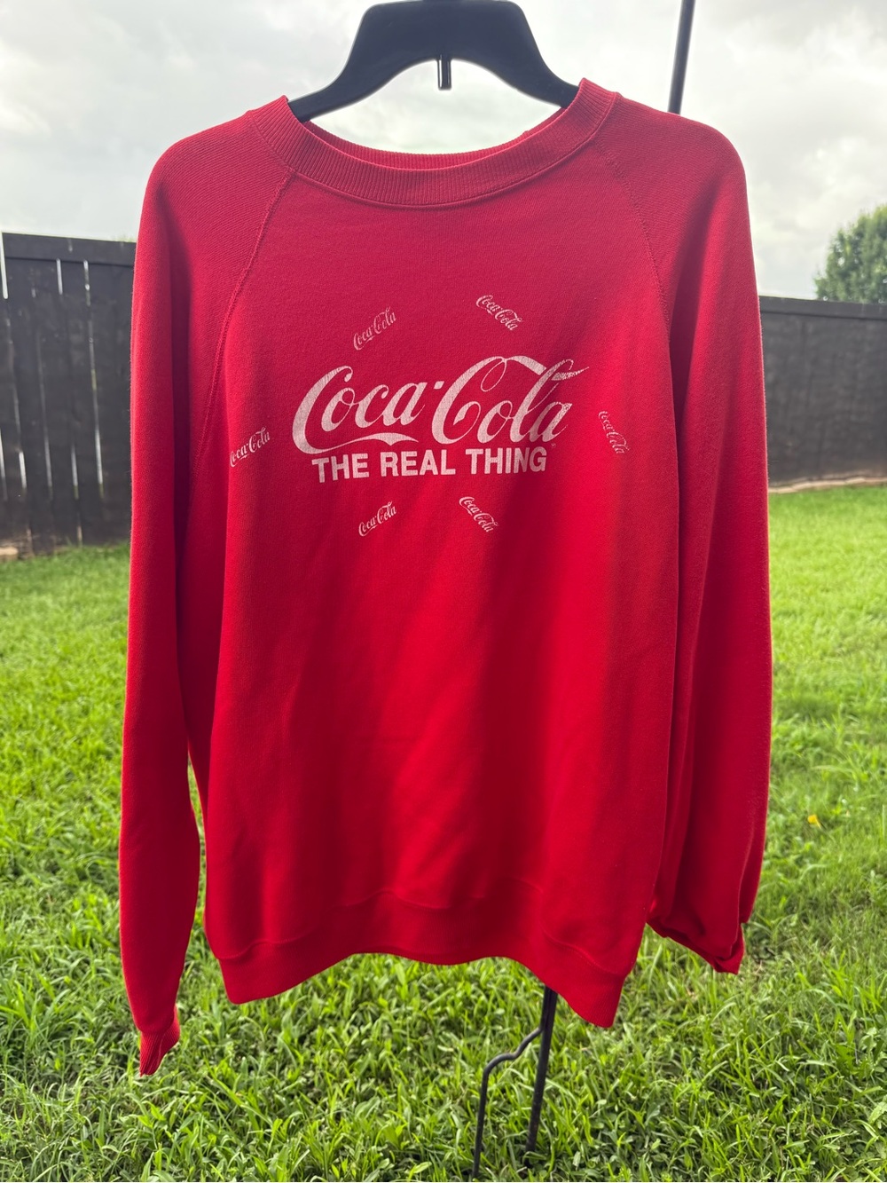 Vintage Coca Cola The Real Thing Sweatshirt XL USA Made 80s Hanes Red Crewneck
